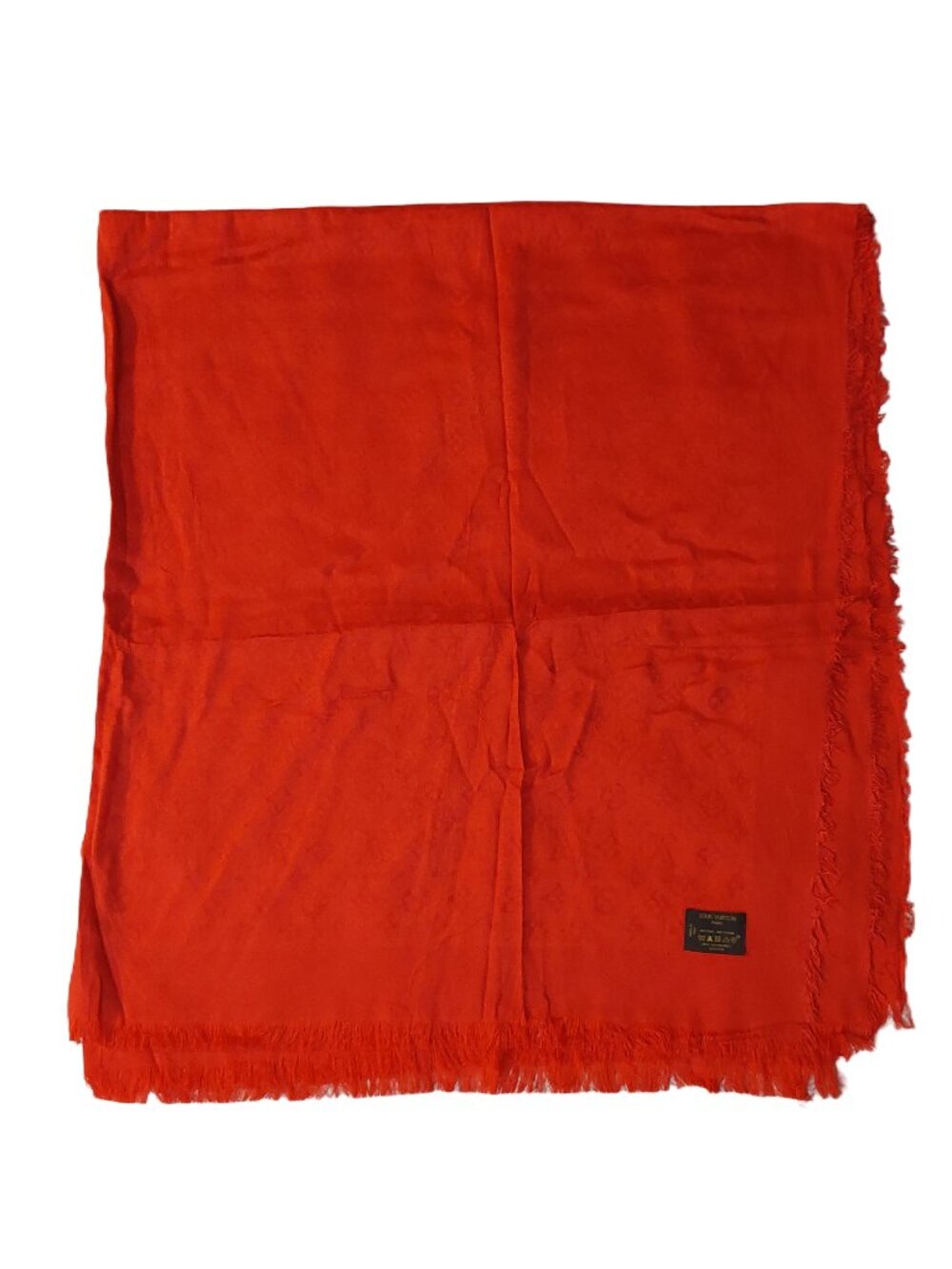 LOUIS VUITTON LV Vintage Red Silk Wool Scarf Shawl Wrap